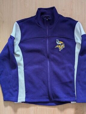 NFL Minnesota Vikings Waffle Knit Full Zip Jacket Purple White Men's Medium